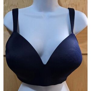 Cacique Womens Navy Blue Plunge Bra With Adjustable Straps Back Closure Sz 40F